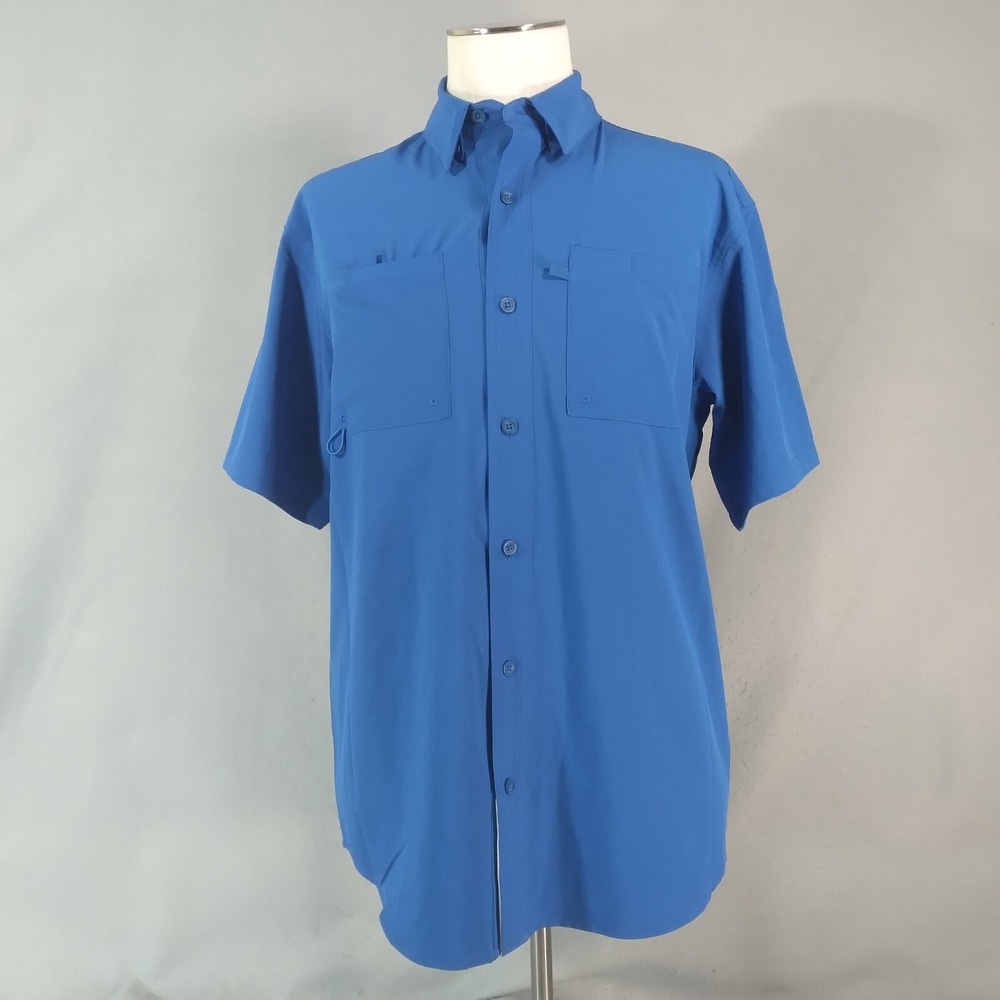 Reel Legends shirt men's small blue short sleeve Dri-Fit vented outdoor fishing